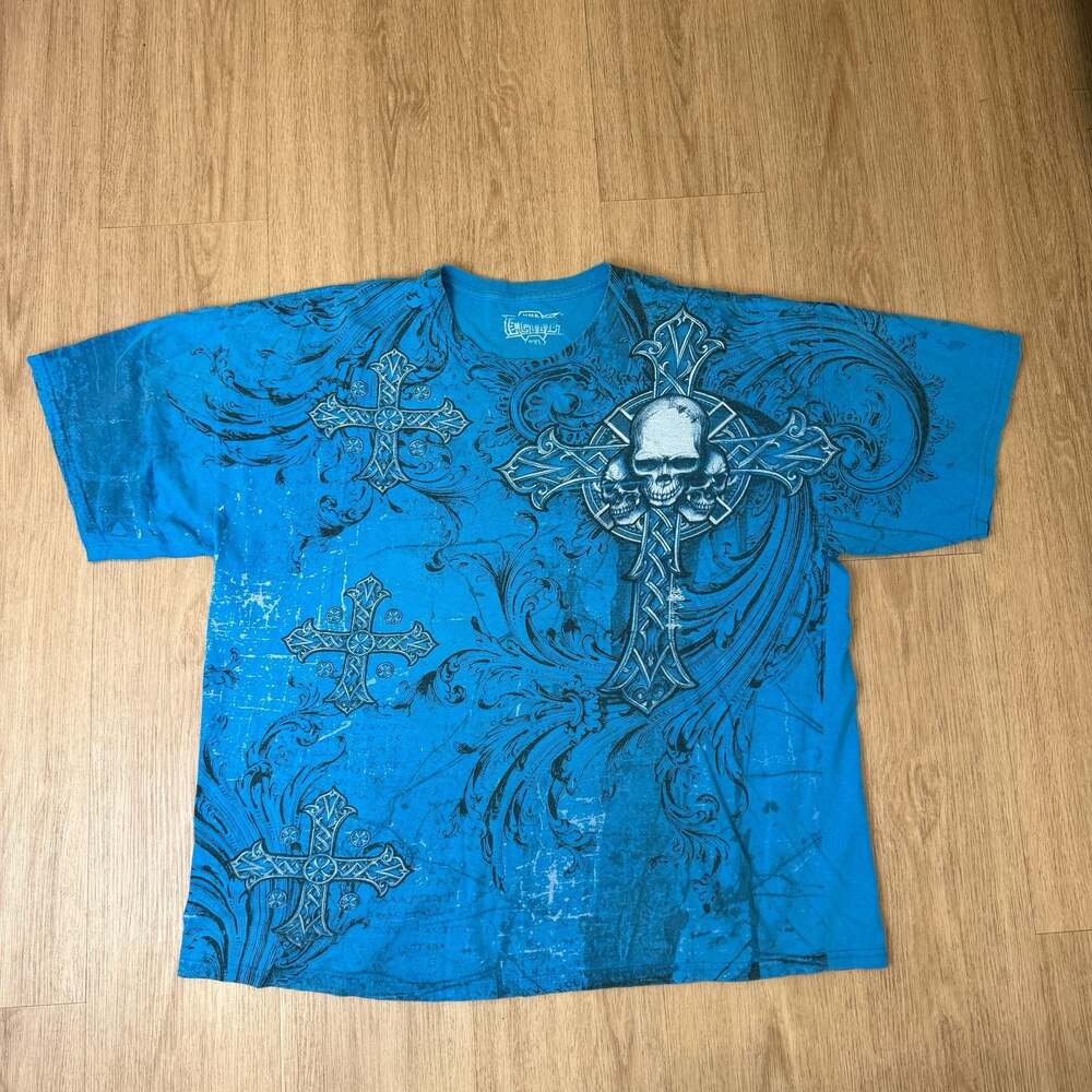 Vintage Y2K MMA Elite rare skull cross shirt XL